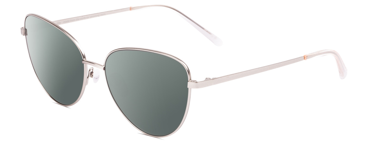 Profile View of SITO SHADES CANDI Designer Polarized Sunglasses with Custom Cut Smoke Grey Lenses in Silver Unisex Pilot Full Rim Metal 59 mm
