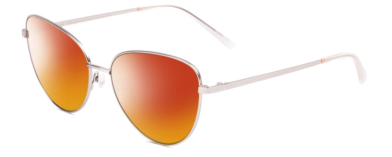 Profile View of SITO SHADES CANDI Designer Polarized Sunglasses with Custom Cut Red Mirror Lenses in Silver Unisex Pilot Full Rim Metal 59 mm