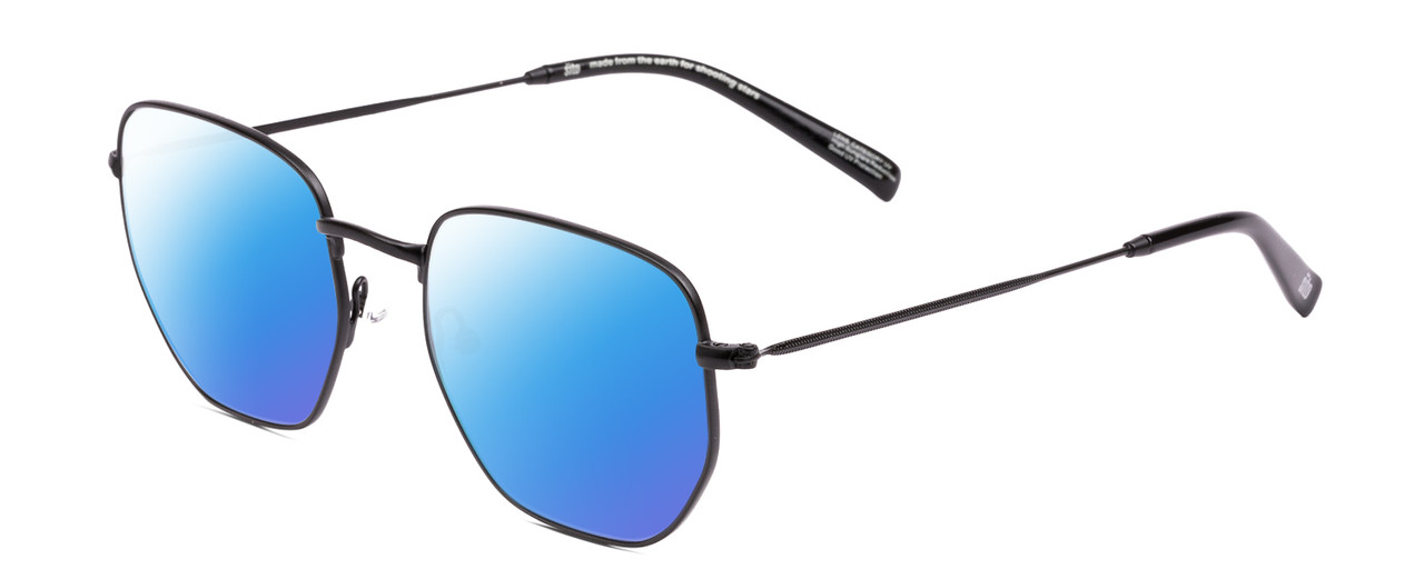 Profile View of SITO SHADES ETERNAL Designer Polarized Sunglasses with Custom Cut Blue Mirror Lenses in Matte Black Unisex Square Full Rim Metal 52 mm