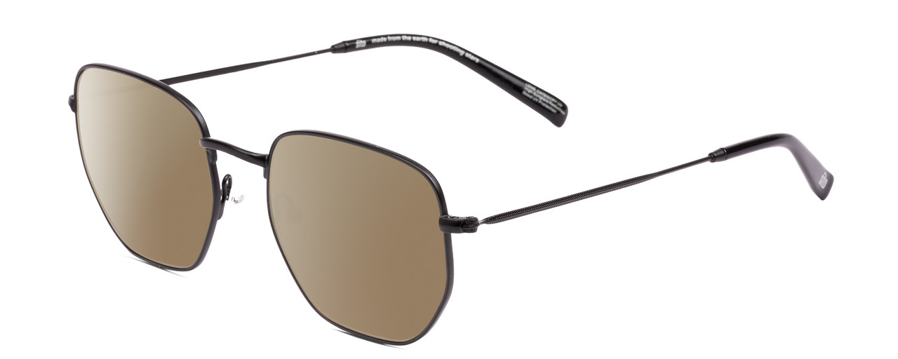 Profile View of SITO SHADES ETERNAL Designer Polarized Sunglasses with Custom Cut Amber Brown Lenses in Matte Black Unisex Square Full Rim Metal 52 mm