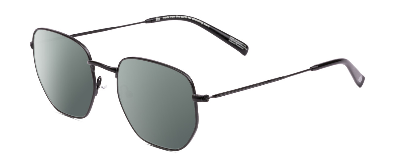 Profile View of SITO SHADES ETERNAL Designer Polarized Sunglasses with Custom Cut Smoke Grey Lenses in Matte Black Unisex Square Full Rim Metal 52 mm