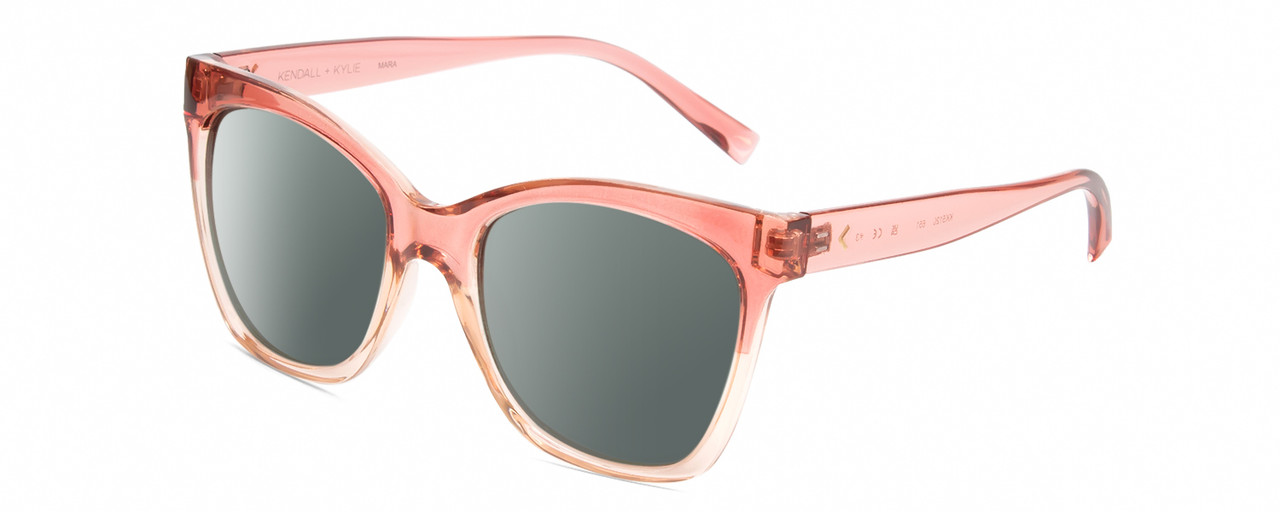 Profile View of Kendall+Kylie KK5120CE MARA Designer Polarized Sunglasses with Custom Cut Smoke Grey Lenses in Blush Pink Crystal Ladies Cat Eye Full Rim Acetate 55 mm