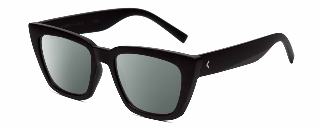 Profile View of Kendall+Kylie KK5145CE SADIE Designer Polarized Sunglasses with Custom Cut Smoke Grey Lenses in Matte Black Ladies Square Full Rim Acetate 50 mm