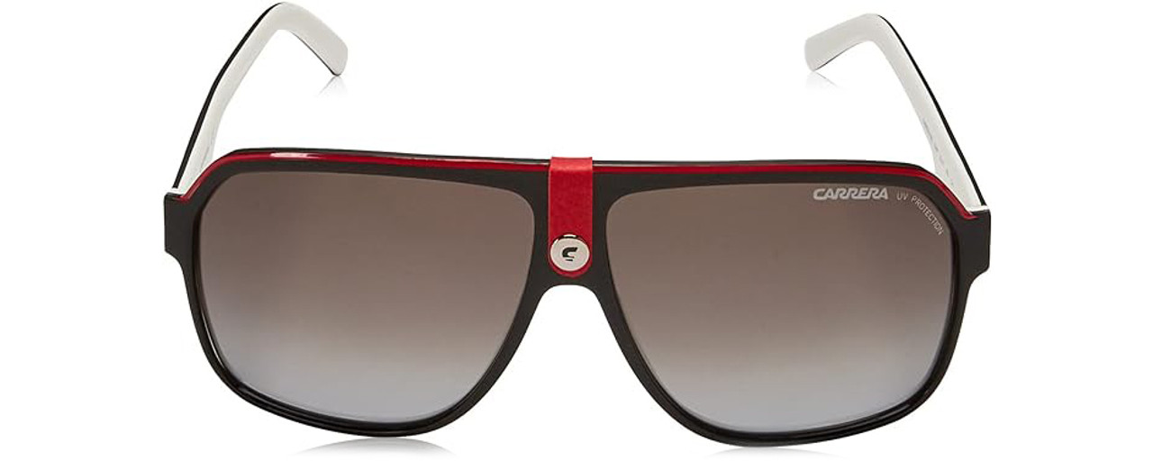 Front View of CARRERA 8014/S Mens Sunglasses Ruthenium Silver Red/Gray Gradient Polarized 61mm