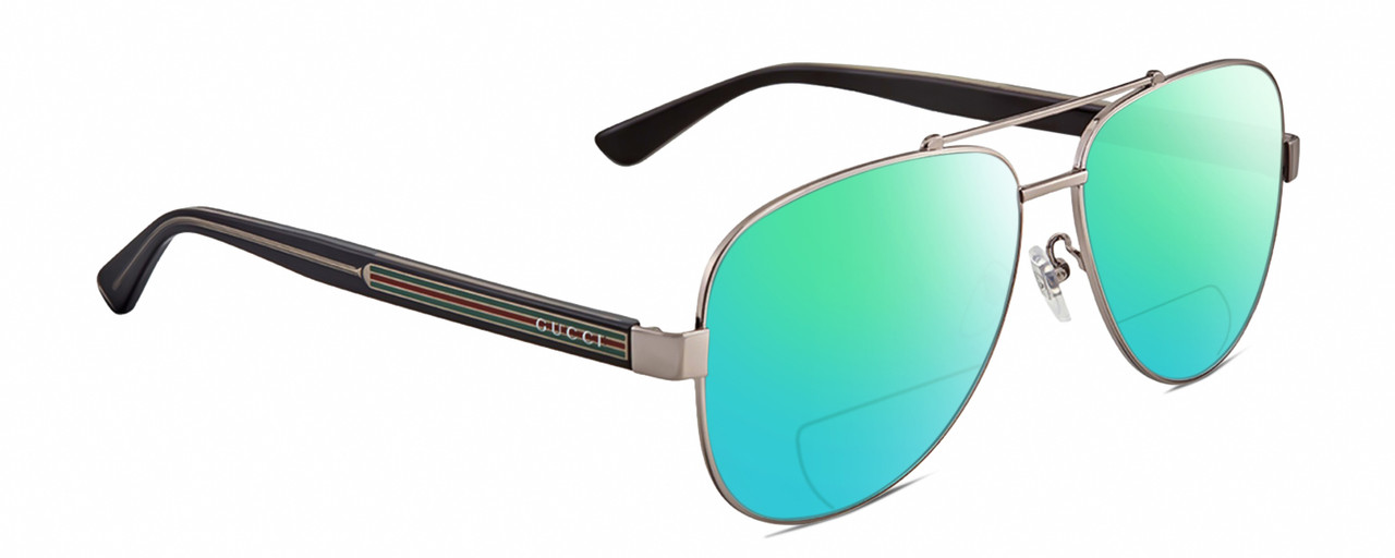 Gucci GG0528S Pilot Polarized BIFOCAL Sunglasses Ruthenium Silver 63 mm ...