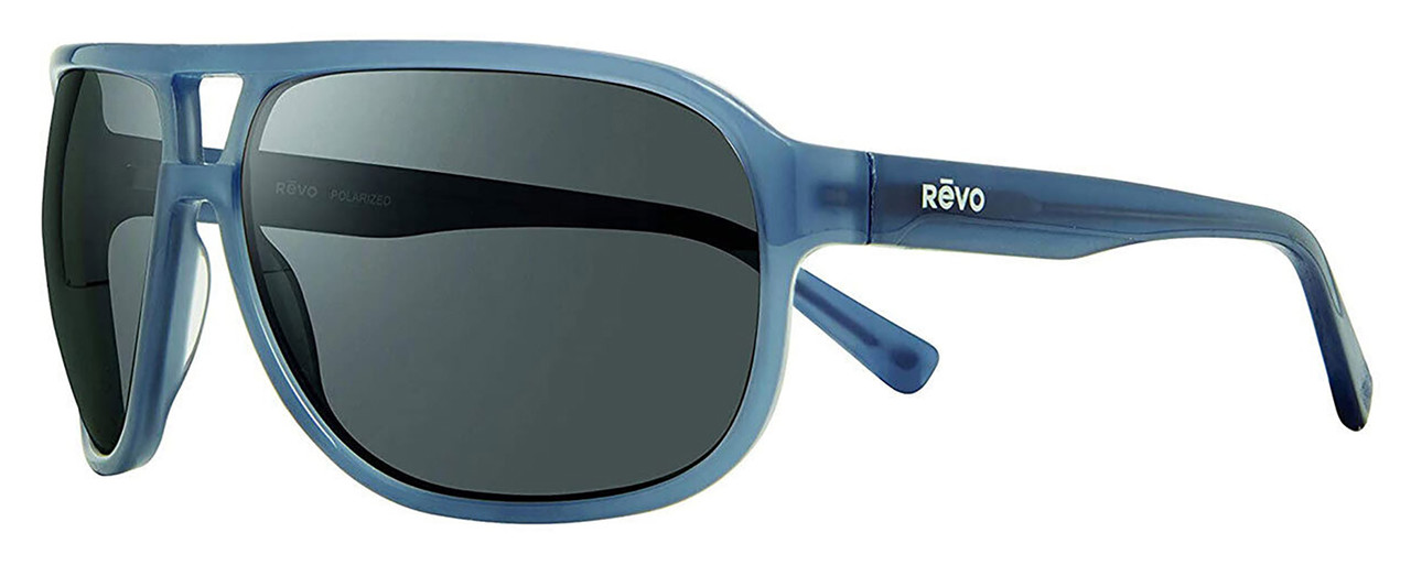 Profile View of REVO HANK Unisex Pilot Designer Sunglass Slate Blue Crystal/Graphite Grey 62mm