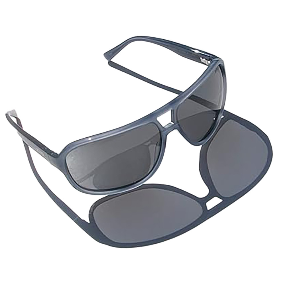 Side View of REVO HANK Unisex Pilot Designer Sunglass Slate Blue Crystal/Graphite Grey 62mm