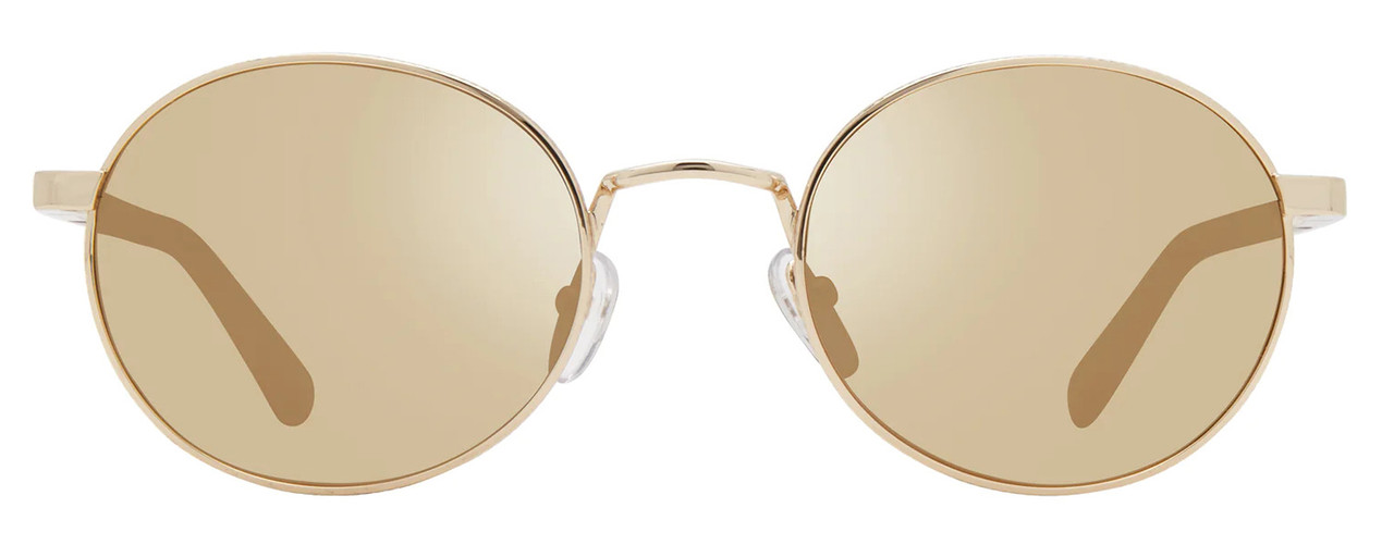 Front View of REVO RILEY S Unisex Round Sunglasses Gold Tortoise Havana/Champagne Mirror 50 mm