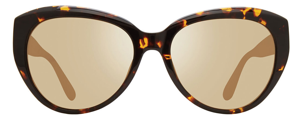 Front View of REVO ROSE Women Cat Eye Sunglasses in Tortoise Havana/Champagne Gold Mirror 55mm