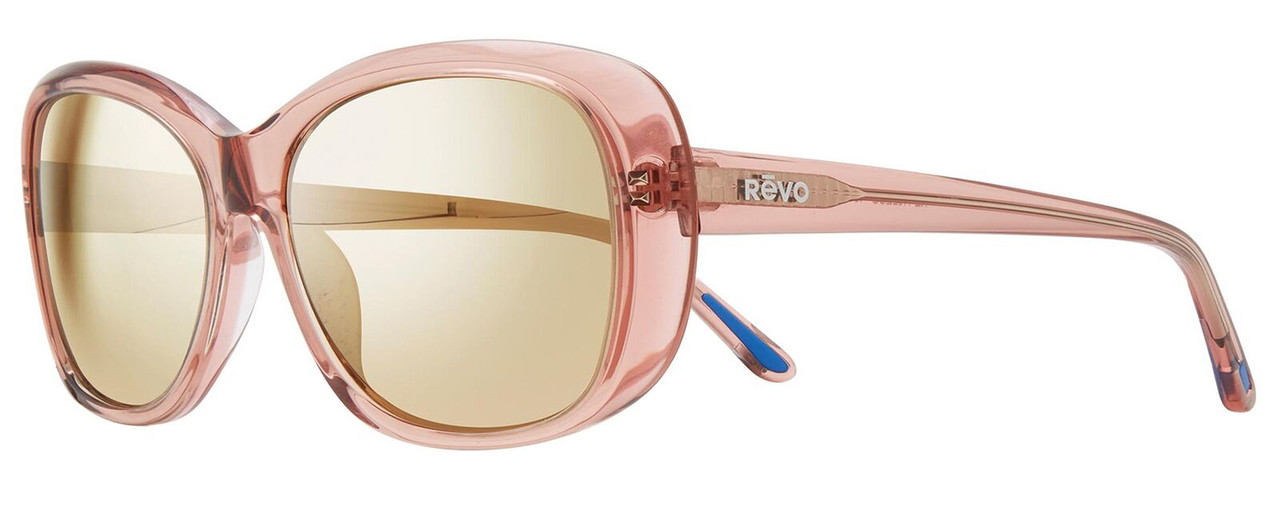 Profile View of REVO SAMMY Women Cateye Sunglasses Mauve Pink Crystal/Champagne Gold Mirror 56mm