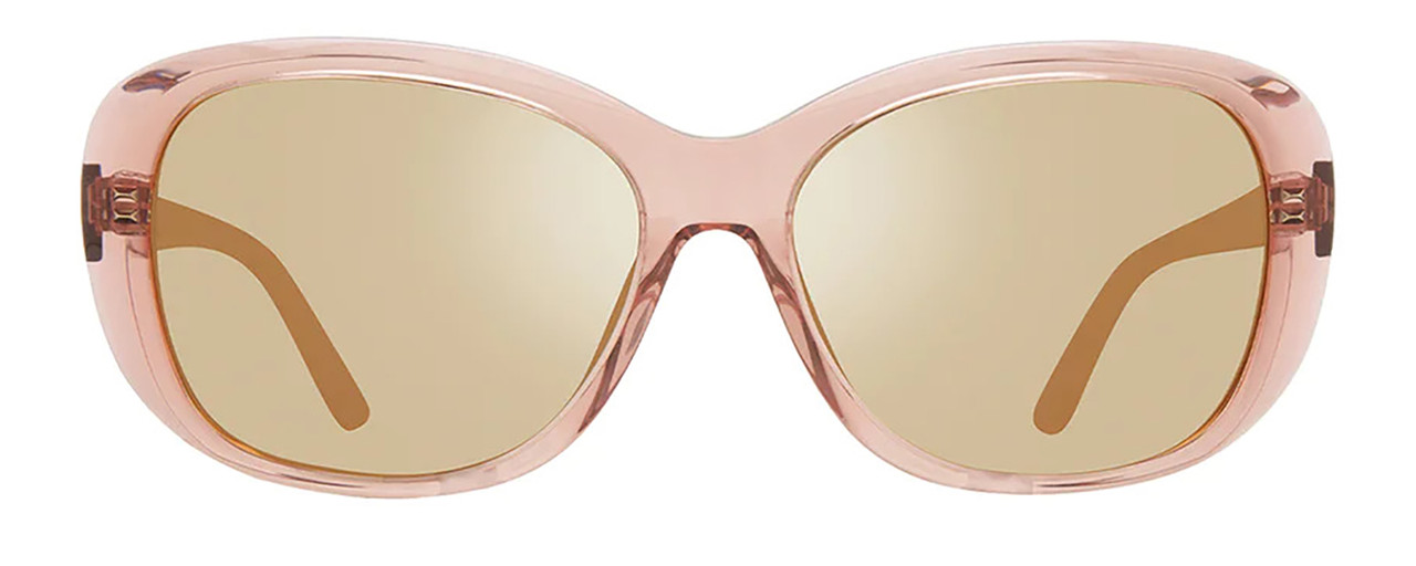 Front View of REVO SAMMY Women Cateye Sunglasses Mauve Pink Crystal/Champagne Gold Mirror 56mm