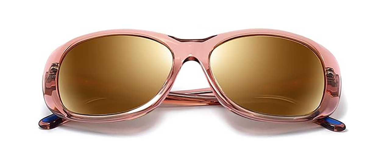 Side View of REVO SAMMY Women Cateye Sunglasses Mauve Pink Crystal/Champagne Gold Mirror 56mm