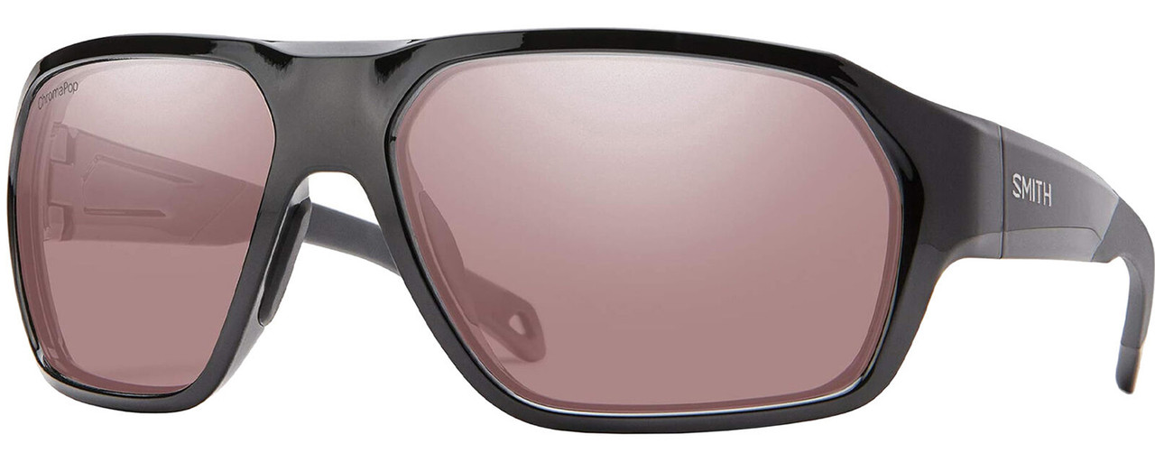 Profile View of Smith Optics Deckboss-807 Unisex Sunglasses Black Grey/Chromapop Peach Pink 63mm