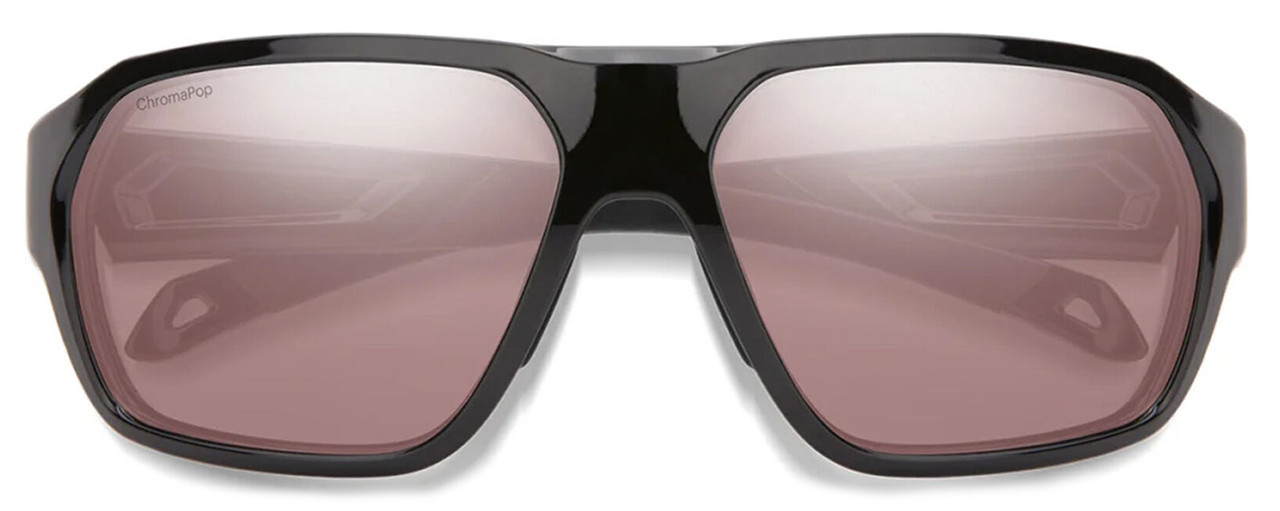 Front View of Smith Optics Deckboss-807 Unisex Sunglasses Black Grey/Chromapop Peach Pink 63mm