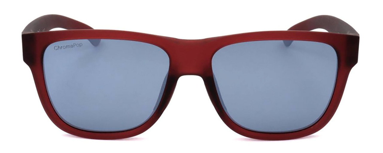 Front View of Smith Optics Lowdown Slim 2-LPA Unisex Sunglasses Red/Chromapop Blue Mirror 51mm