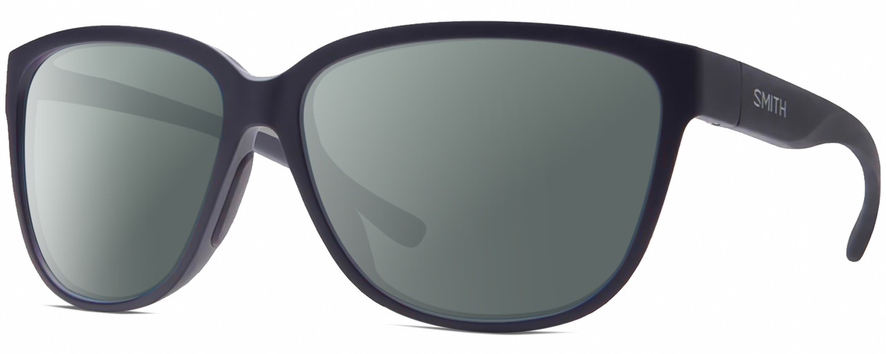 Profile View of Smith Optics Monterey-1JZ Designer Polarized Sunglasses with Custom Cut Smoke Grey Lenses in Matte Midnight Navy Blue Unisex Panthos Full Rim Acetate 58 mm