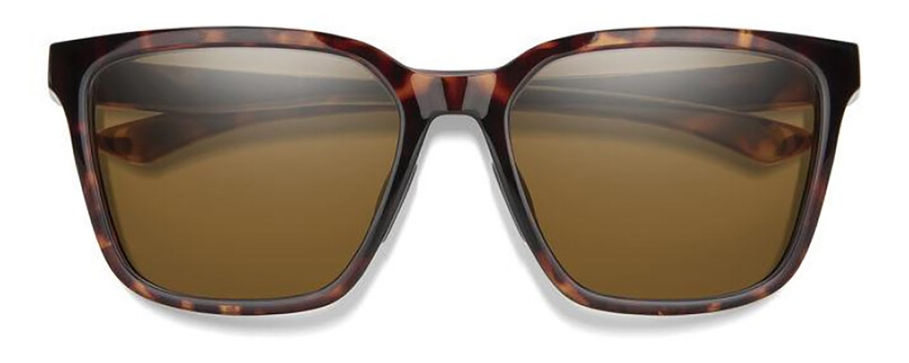 Front View of Smith Optics Shoutout-086 Unisex Sunglasses in Tortoise Havana Brown/Amber 57 mm