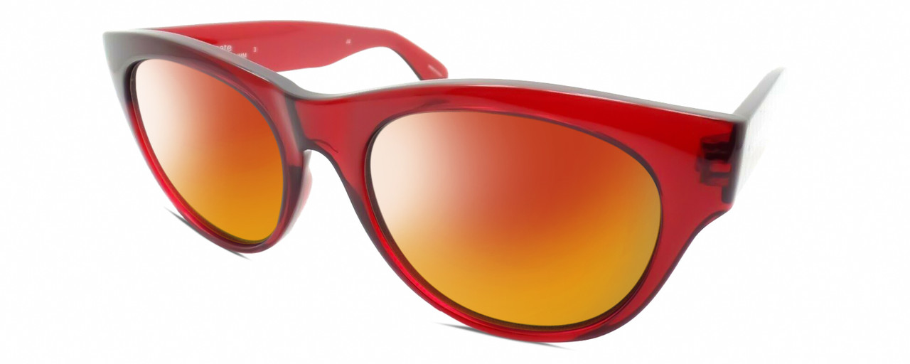 Profile View of Smith Optics Sophisticate-IMM Designer Polarized Sunglasses with Custom Cut Red Mirror Lenses in Crystal Deep Maroon Red Ladies Round Full Rim Acetate 54 mm