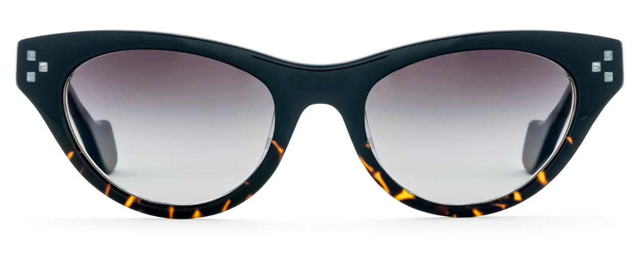 Front View of Reptile Stiletto Cat Eye Polarized Sunglasses Black Tortoise/Grey Gradient 50 mm