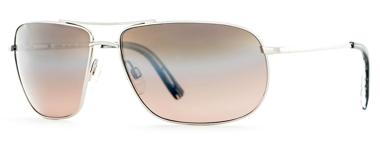 Profile View of Reptile Terrapin Avaitor Polarized Sunglasses Chrome Silver/Brown Gradient 62 mm