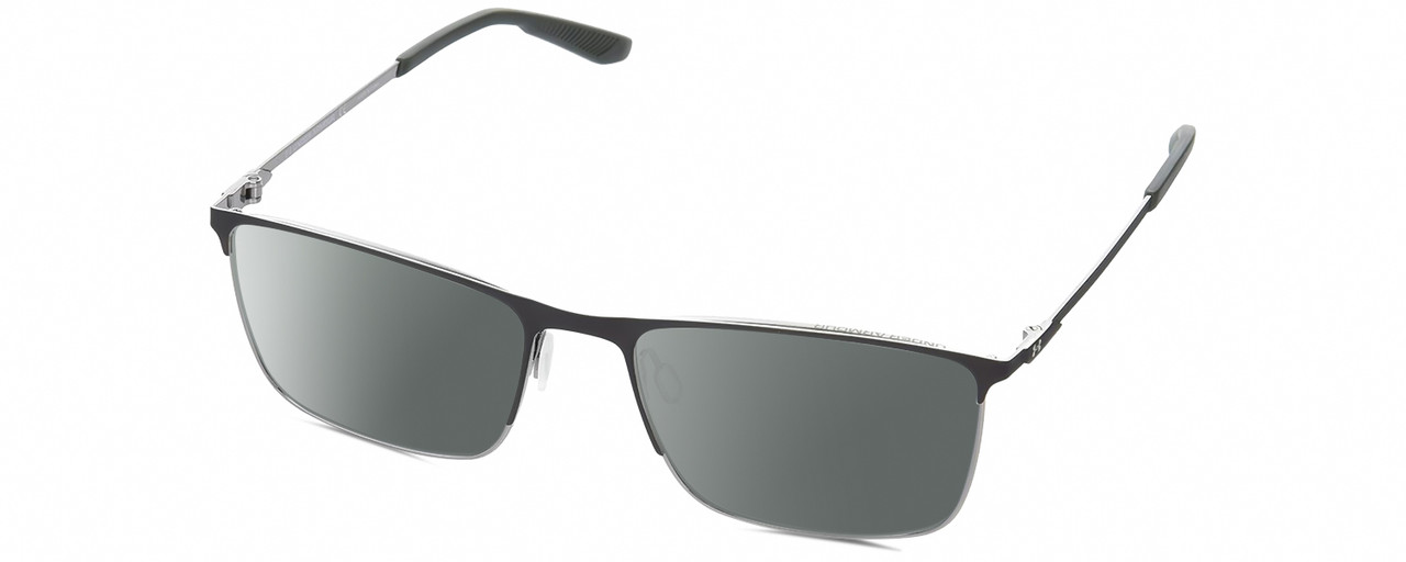 Profile View of Under Armour UA-5006/G Designer Polarized Sunglasses with Custom Cut Smoke Grey Lenses in Satin Brown Gunmetal Grey Unisex Panthos Semi-Rimless Stainless Steel 57 mm