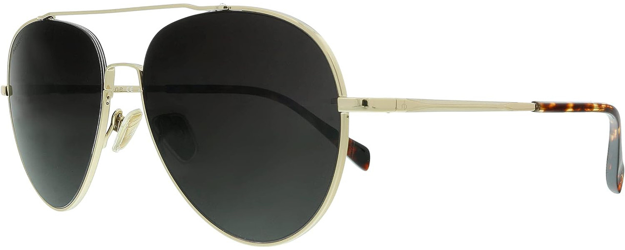 Profile View of Rag&Bone 1036 Pilot Sunglasses Gold Tortoise/Polarize Brown Silver Mirror 58mm