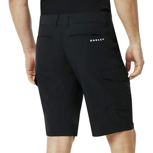 Lifestyle image 1 of Oakley Men's Hybrid Cargo Shorts 21, Blackout Black 28 Waist Ellipse Logo Pocket