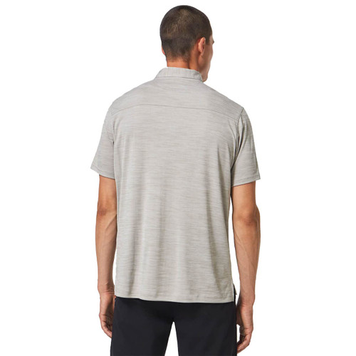 Lifestyle image 1 of Oakley Men's Aero Hydrolix Classic Polo Shirt in Stone Gray Heather, X-Large XL