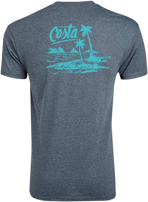 Lifestyle image 1 of Costa Del Mar Beachside Short Sleeve T Shirt Heather Grey&Blue Small 100% Cotton