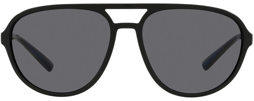 Front View of Dolce&Gabbana DG6150 Men's Pilot Designer Sunglasses Black/Polarized Grey 60mm