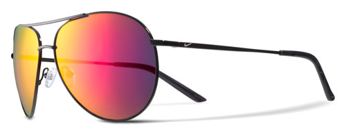 Profile View of NIKE Chance-M-016 Unisex Pilot Sunglasses Black Grey/Polarized Red Mirror 61mm
