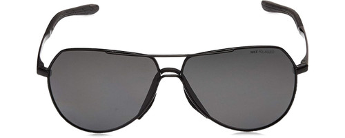 Front View of NIKE Outrider-P-001 Unisex Aviator Designer Sunglasses Black/Polarized Grey 62mm