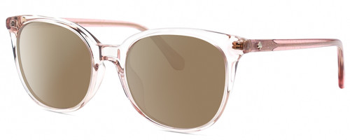 Profile View of Kate Spade ANDRIA Designer Polarized Sunglasses with Custom Cut Amber Brown Lenses in Gloss Pink Crystal Sparkly Glitter Ladies Cat Eye Full Rim Acetate 51 mm
