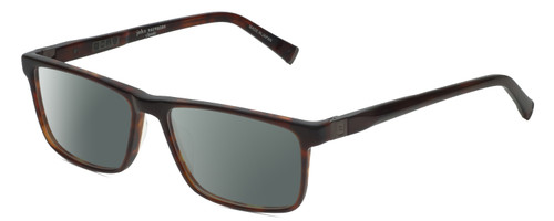 Profile View of John Varvatos V404 Designer Polarized Sunglasses with Custom Cut Smoke Grey Lenses in Gloss Dark Brown Demi Tortoise Havana Gunmetal Unisex Rectangular Full Rim Acetate 56 mm