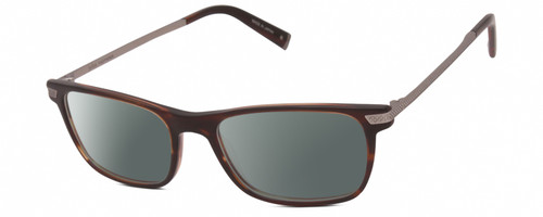 Profile View of John Varvatos V412 Designer Polarized Sunglasses with Custom Cut Smoke Grey Lenses in Gloss Dark Brown Auburn Marble Silver Unisex Rectangular Full Rim Acetate 54 mm