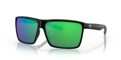 Profile View of Costa Del Mar Rincon Unisex Sunglasses in Black/Polarized Green Mirror 580P 63mm