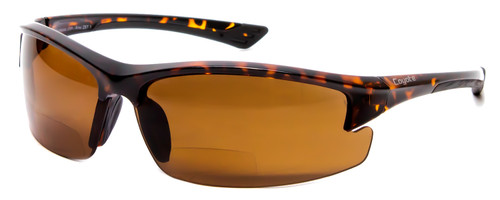Profile View of Coyote BP-7 Polarized Bi-focal Reading Sunglasses in Tortoise Havana Brown