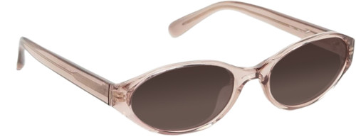 Profile View of QUAY Australia Aura Points Designer Polarized Sunglasses with Custom Cut Amber Brown Lenses in Brown Doe Unisex Oval Full Rim Acetate 55 mm