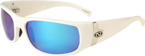 Ono's Polarized Sunglasses: Timbalier in White & Blue Mirror