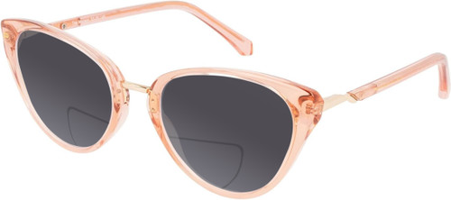 Profile View of Prive Revaux Modern Designer Polarized Reading Sunglasses with Custom Cut Powered Smoke Grey Lenses in Cantaloupe Crystal Ladies Cat Eye Full Rim Acetate 53 mm
