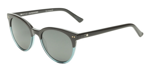 Profile View of OTIS Jazmine Round Sunglasses in Eco Teal Bark Smokey/Blue Polarized Glass 53 mm