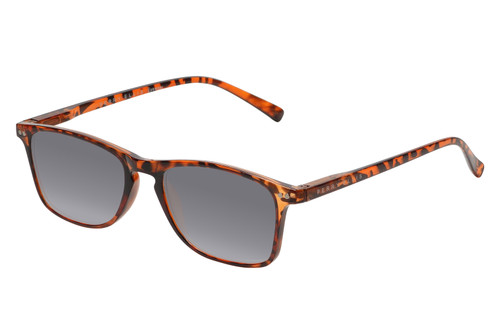 Profile View of Perry Ellis PEBX57 Designer Polarized Sunglasses with Custom Cut Smoke Grey Lenses in Gloss Tortoise Havana Marble Unisex Panthos Full Rim Acetate 50 mm