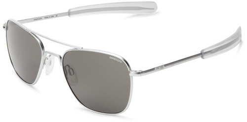 Randolph AF24634 52mm Aviator Polarized Sunglasses in Matte Chrome & Grey