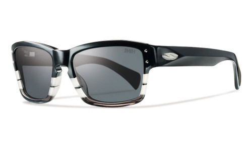 Smith Optics Sunglasses: Chemist in Black & White Stripe & Polarized Grey