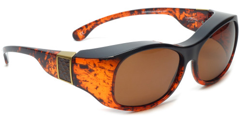 Haven Designer Fitover Sunglasses Sunset in Tortoise with Leather & Polarized Amber Lens (LARGE)
