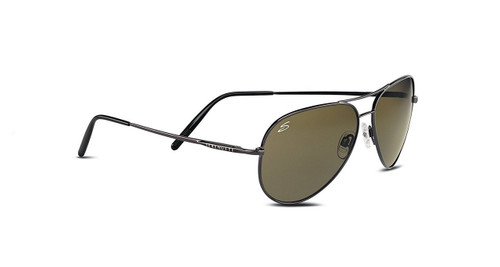 Serengeti Sunglasses: Medium Aviator in Shiny Gunmetal & Amber 7190