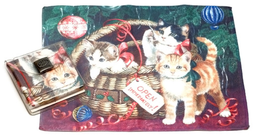 Holiday Christmas Theme Cleaning Cloth, Christmas Kitten