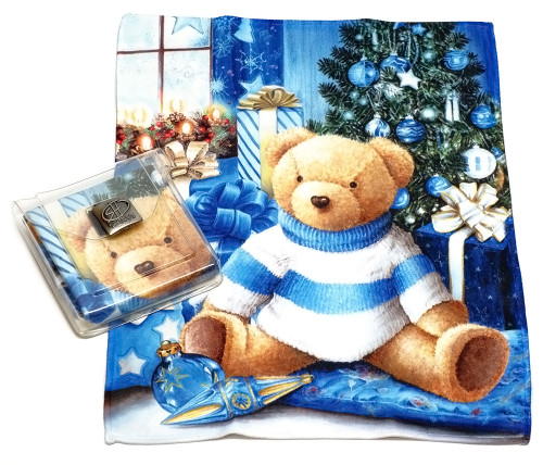 Holiday Christmas Theme Cleaning Cloth, Christmas Teddy