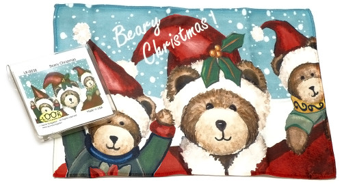 Holiday Christmas Theme Cleaning Cloth, Beary Christmas