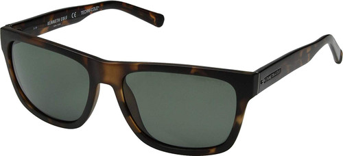 Kenneth Cole Polarized Sunglasses KC7215-52R in Matte Tortoise with Green Lens
